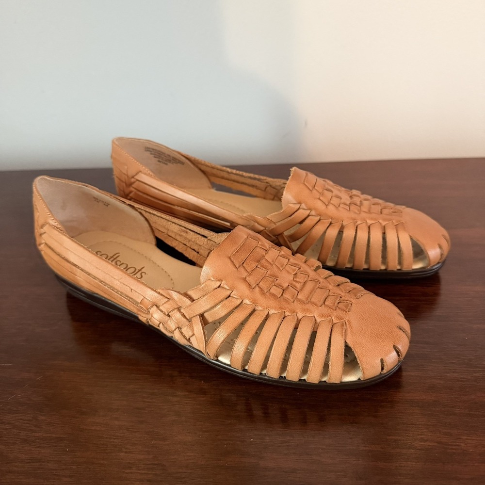 Softspots Women's Leather Trinidad Huarache Sandals w/o Box Tan&Brown, Size 10M